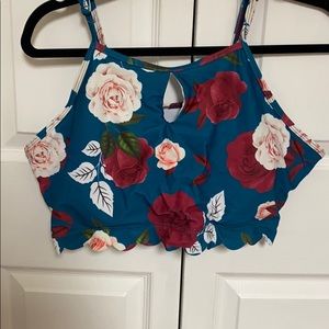 Floral Teal Bathing Suit Bikini